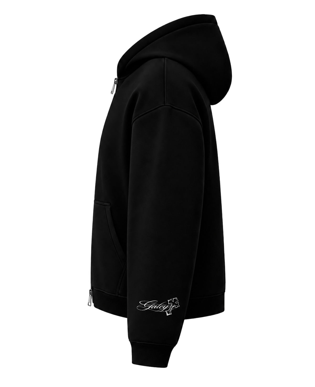 Black Dual Zipper Hoodie