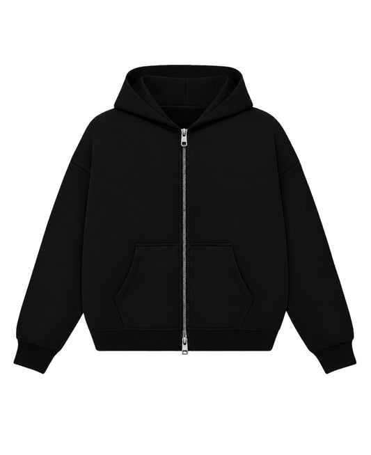 Black Dual Zipper Hoodie