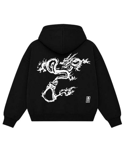 RYŪ Black Dual Zipper Hoodie