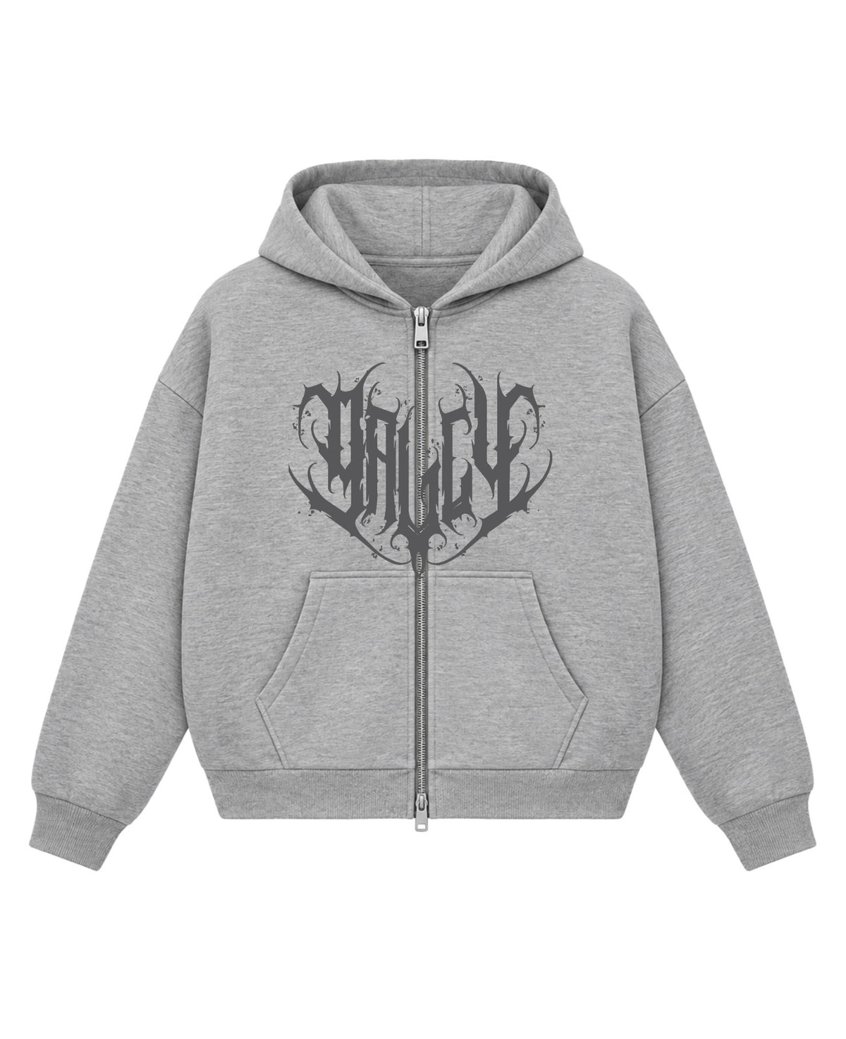 REQUIEM Grey Boxy Dual Zipper Hoodie