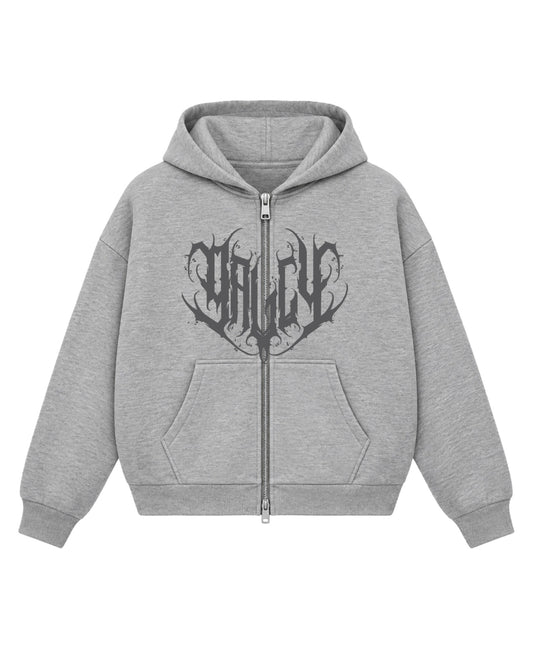 REQUIEM Grey Boxy Dual Zipper Hoodie