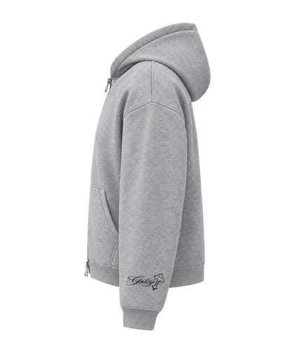 Grey Dual Zipper Hoodie